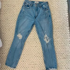 A&F Curve Love Distressed Mom Jeans